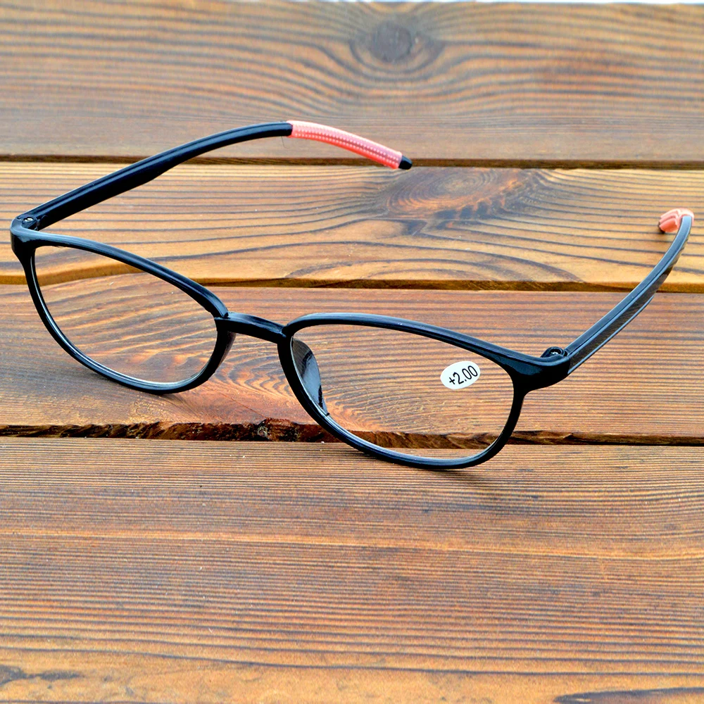 

2 Pieces Full-rim TR90 Round Black Frame Anti-fatigue Lenses Spectacles Reading Glasses +0.75 To +4