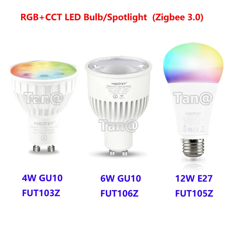 Miboxer FUT103Z 4W FUT106Z 6W GU10 FUT105Z 12W E27 RGB+CCT LED Bulb Light Smart Spotlight Zigbee 3.0 Dimmable  Lamp AC 100-240V
