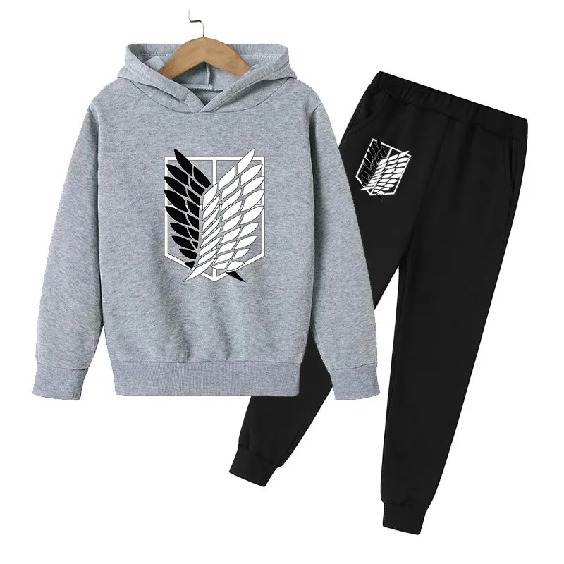 

2022 Street Hip Hop Hoodie Anime Attack Giant Hoodie Set Spring and Autumn Boys and Girls hoodie Pants Aesthetic Anime Top 4-14