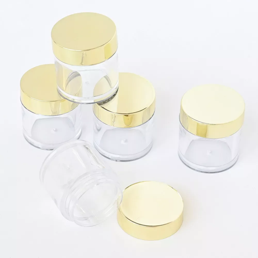 

NEW2022 Pot Pet empty powder box 10ml empty cosmetic jar With Gold Cap x10g clear-sided jars with gold cover&*&