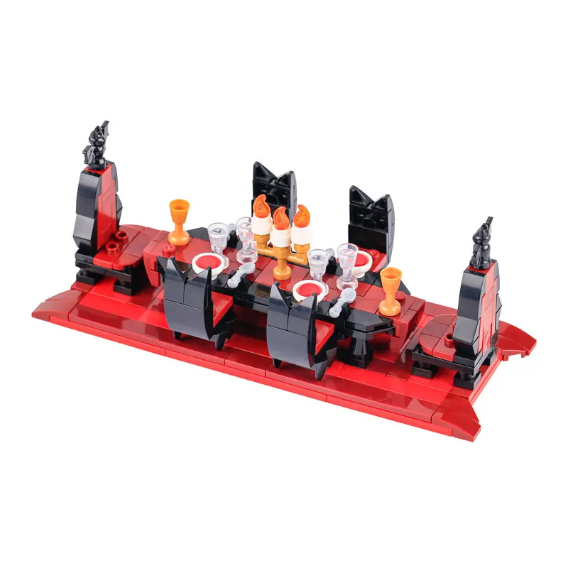 Фото MOC Vampire Buliding Blocks Halloween Series Medieval Bricks Piano Dining-Table Throne Carriage Model Toy Set №2