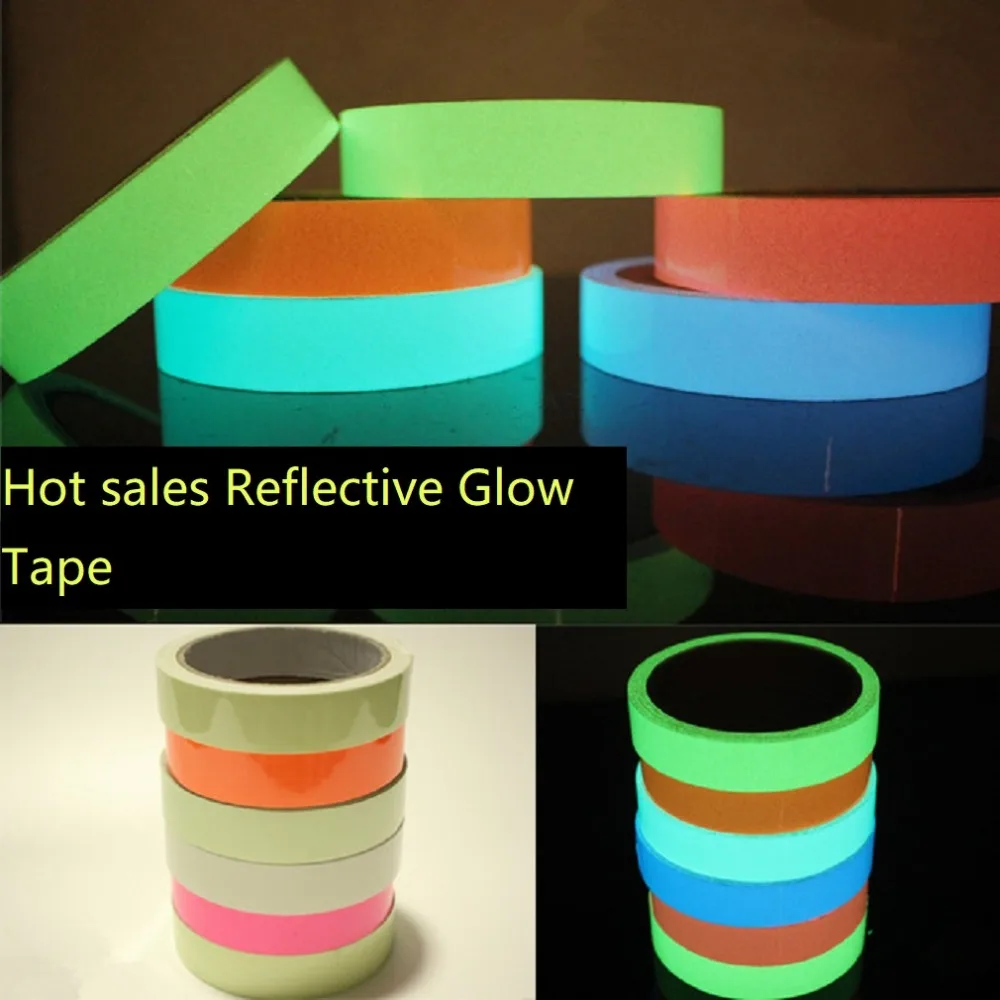 

2021 NEW PVC Reflective Glow Tape Multi-Color Self-adhesive Sticker Removable Fluorescent Glowing Dark Striking Warning Tapes