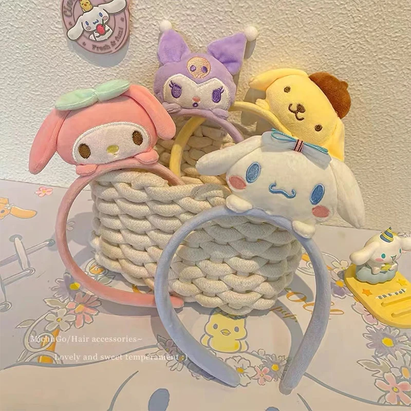 Sanrio My Melody Повязка Для Волос Kuromi Cinnamoroll Аниме Милый Плюшевый Головной Убор