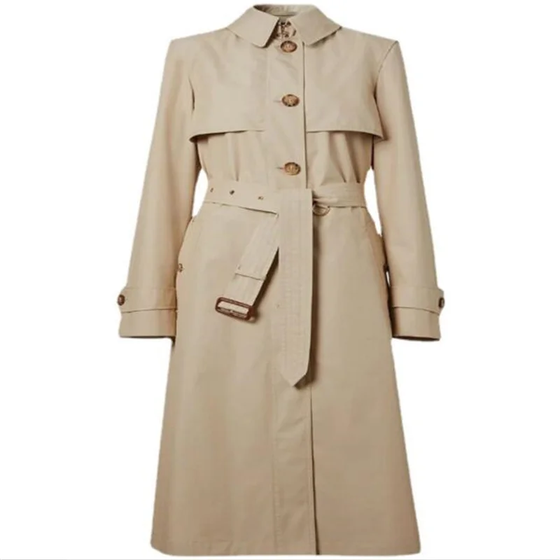 Spring long trench coat women's autumn single-breasted fake two-piece casual over-the-knee clothes sobretudo feminino inverno