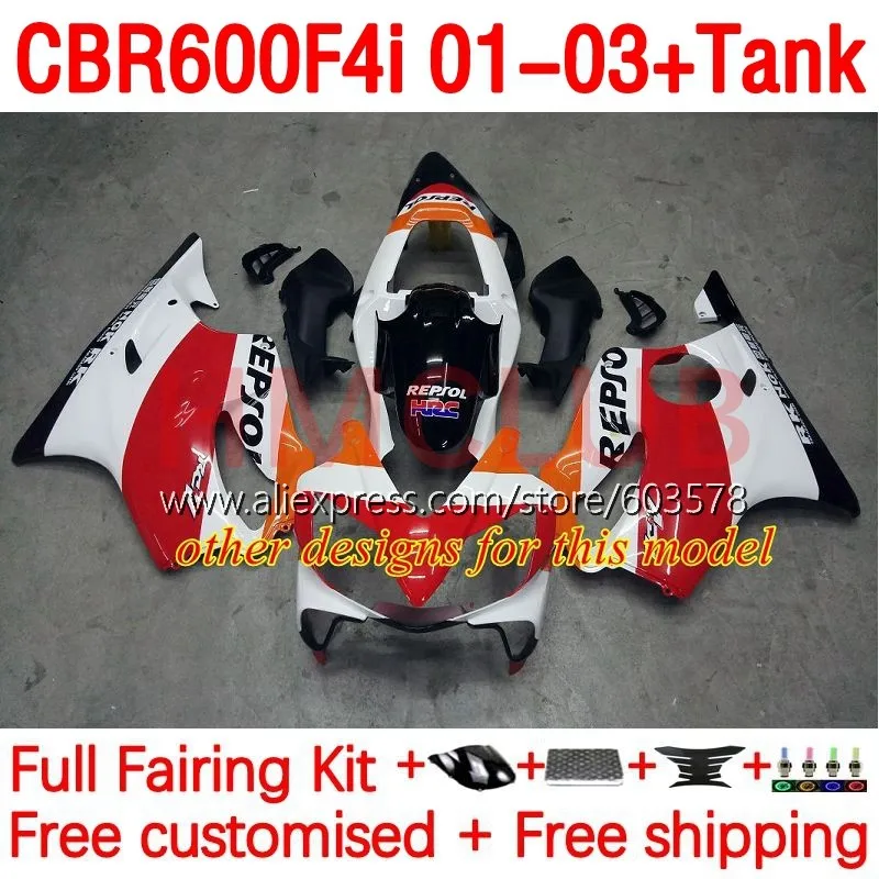 Корпус + бак для HONDA CBR600 CBR 600 F4i 600F4i CBR600F4i 2001 2002 2003 600CC 01 02 03 Инжекционный матовый