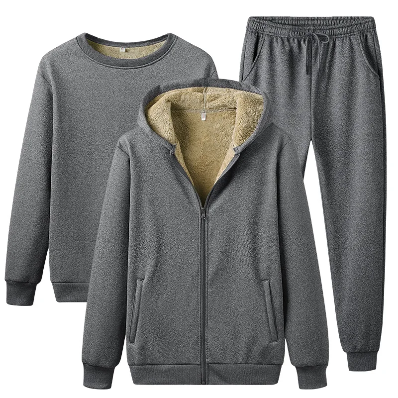 

Мужской Бархатный спортивный костюм, повседневная спортивная одежда, толстовки, теплые флисовые спортивные штаны, серая толстовка, джоггер...