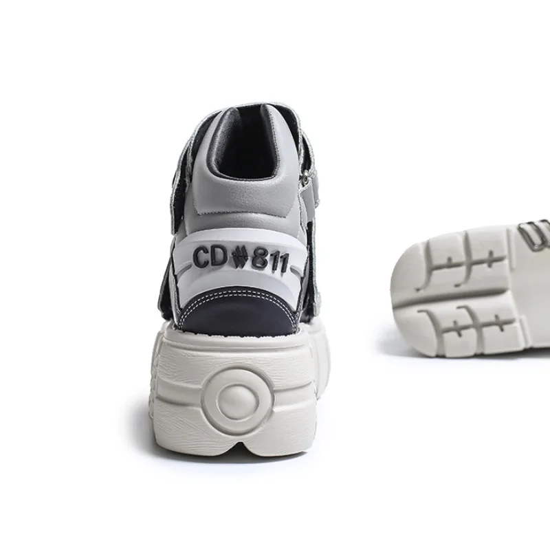 2023 Spring and Autumn New Spanish Retro Punk Contrast Color Women's Platform Metal Casual High-Top Shoes Women