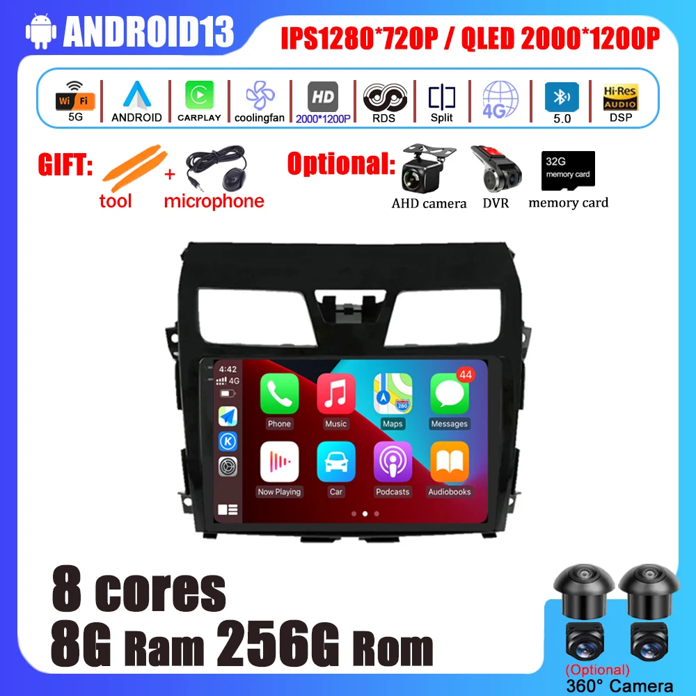 

Android 13 For Nissan Teana Altima 2013 - 2015 Car parts 4G Carplay Multimedia Video Player DSP WIFI Bluetooth Navigation DVD