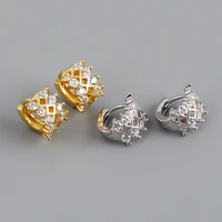 2020 new earrings 10mm gold light luxury wind inlaid with zircon s925 pure tremella button earrings
