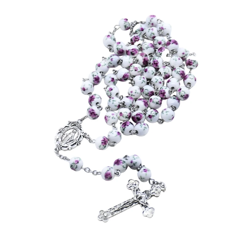 Керамические бусины ожерелья кресты подвески четки христианские длинные