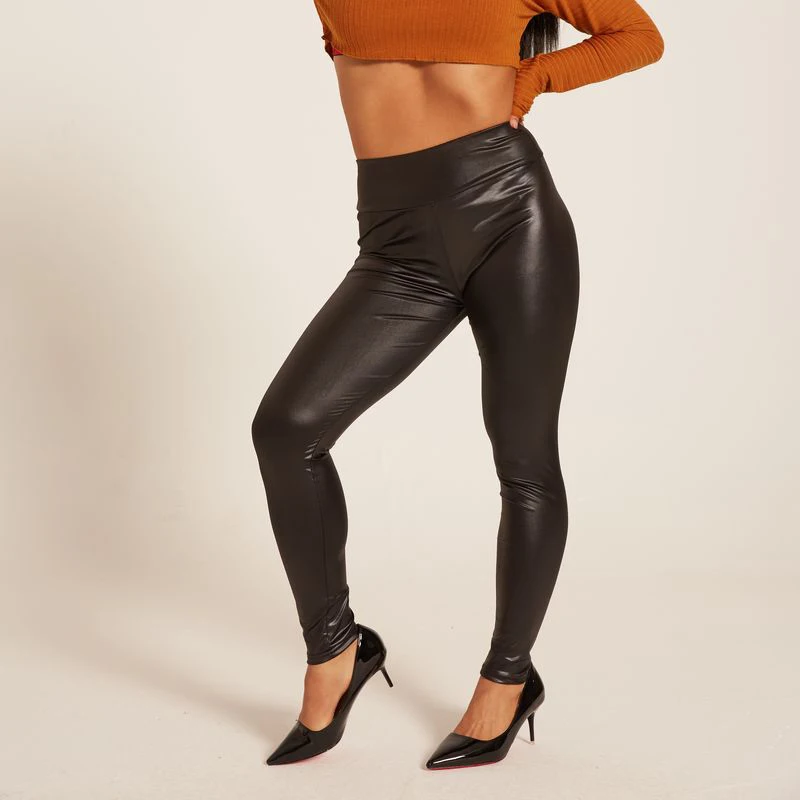 Осенние кожаные леггинсы женские повседневные однотонные тонкие брюки скинни