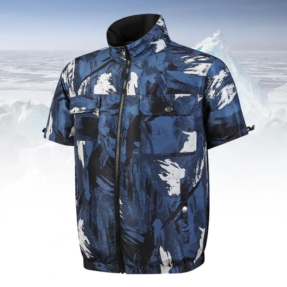 80%HOT1 Set Cooling Fan Jacket Unique Pattern Three Gear Adjustable Polyester Men Summer Outdoor AC Jacket Cooling Fan Apparel W