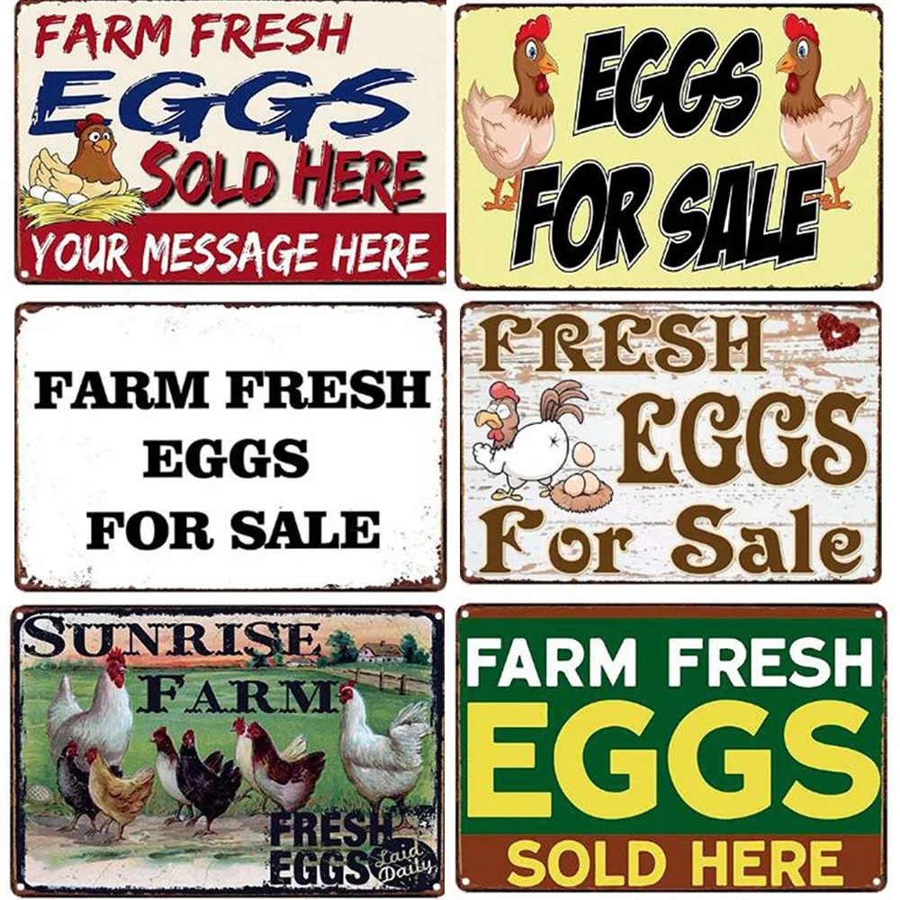 

Chicken Egg Shabby Chic Poste Tin Signs Metal Plate Farm Fresh Eggs Metal Tinplate Sign Poster 20x30cm