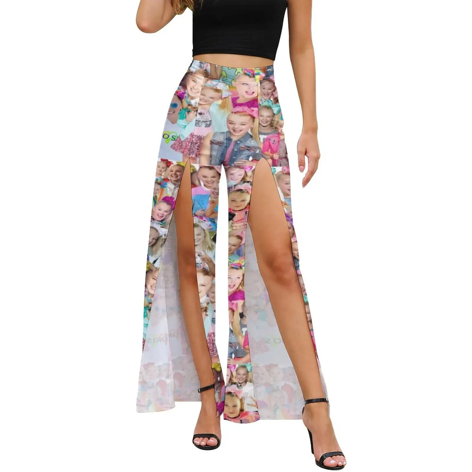 

Jojo Siwa Pants Daily Funny Memes Print Casual Wide Pants Women High Slit Beach Printed Trousers