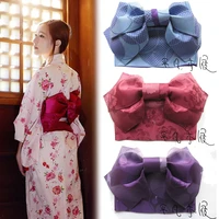 women japanese kimono yukata styled jacquard bow tie hanhaba obi belt colors