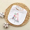 Personalised Baby Bibs Custom Initial with Name Girls Cotton Bib Newborn Saliva Towel Flower Print Bib Baptism Baby Shower Gifts 4