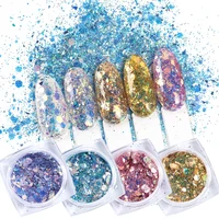 1box mixed colors shiny glitter powders for nails hexagon irregular flakes paillette mermaid nail art polish decor laxkp01 12