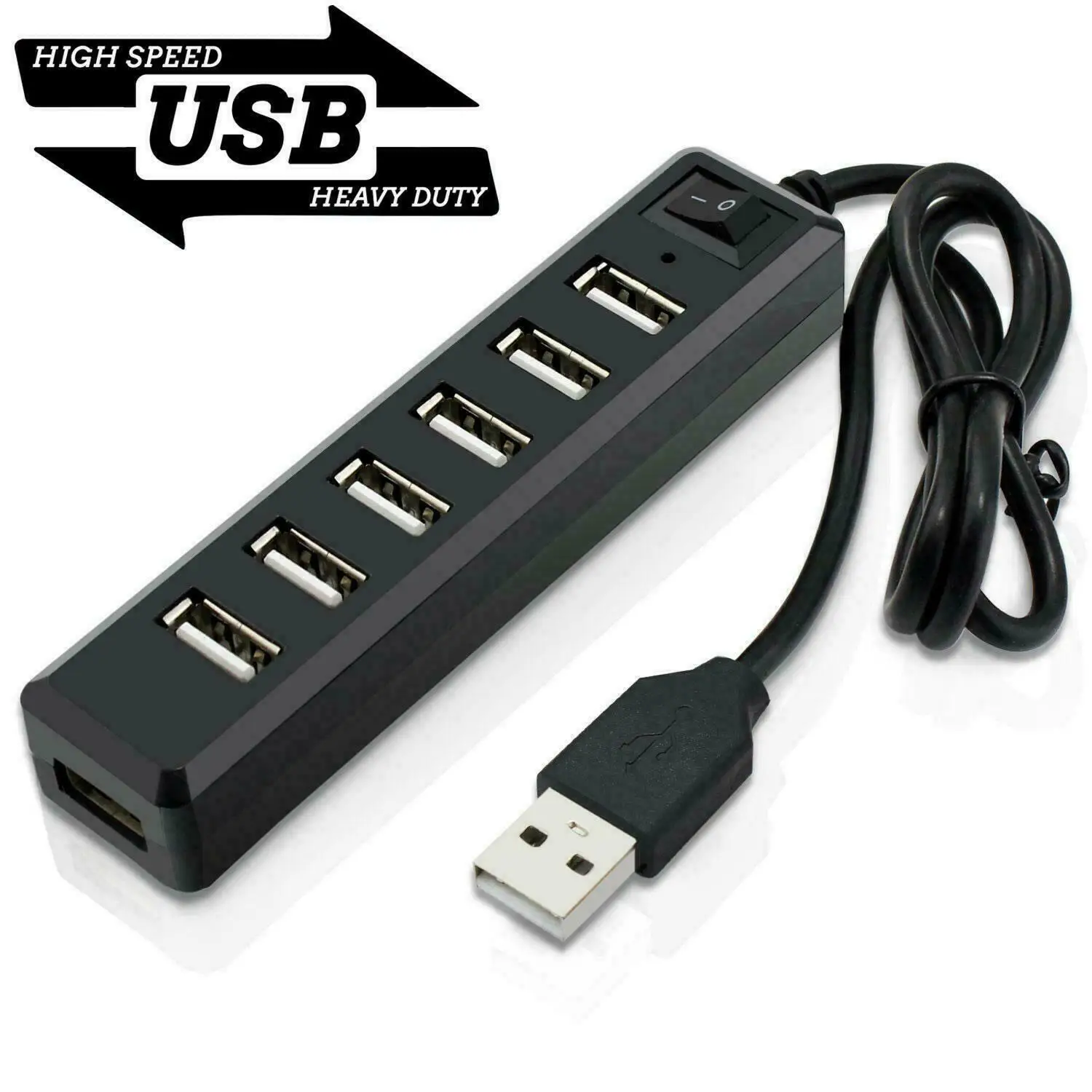 

7 Port USB Hub Switch Splitter cable Lead For PS3 Xbox Wii PC MAC Laptop Tablet