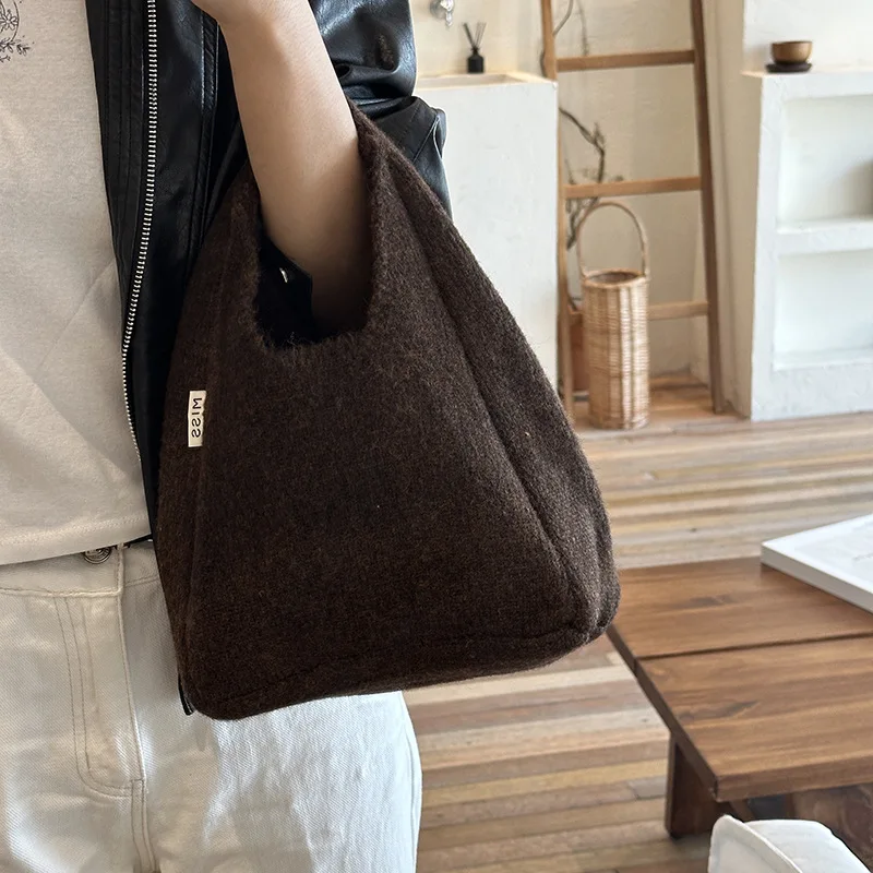 Маленькие сумки-тоут из овечьей шерсти для женщин повседневная сумка на плечо
