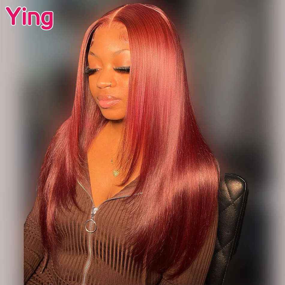 

Кружевной передний парик Ying Hair, 200%, красновато-коричневый, 13x 4, 12 а, прямой, 13x 6, предварительно выщипанный прозрачный кружевной парик 5x5