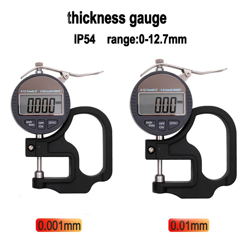 Digital Thickness Gauge Meter 0-12.7mm 0.001mm Electronic Micrometer Micron Tester With Measuring Instrument