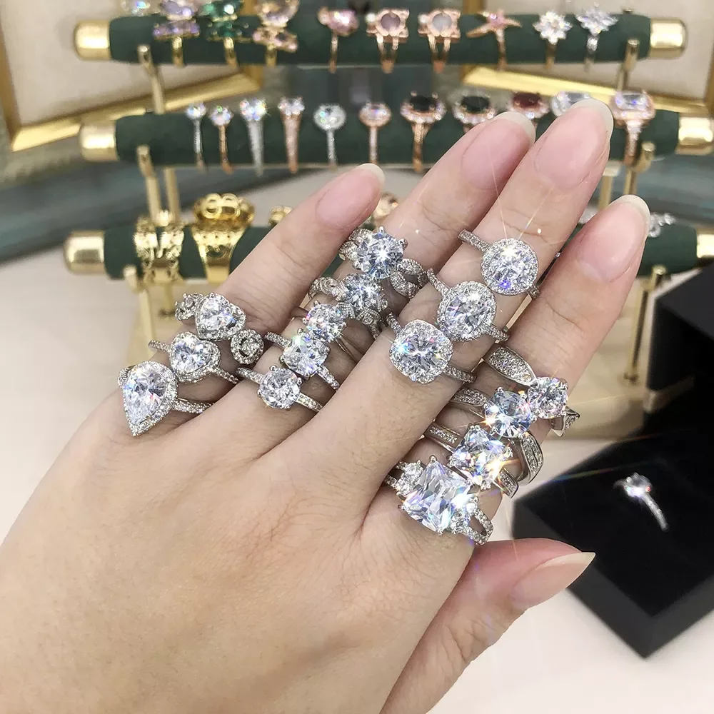 

New in Jewelry Bridal Rings For Women Cubic Zirconia Charms Wedding Engagement 18K White Gold Silver Color Promise Ring Diamond