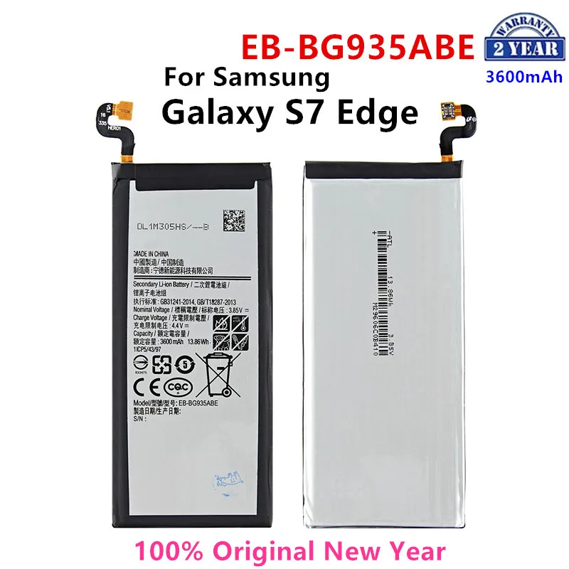 Оригинальная деталь SAMSUNG 3600 мАч, аккумулятор для Samsung Galaxy S7 Edge EB-BG935ABE G9350 G935F G935FD G935W8 G9350
