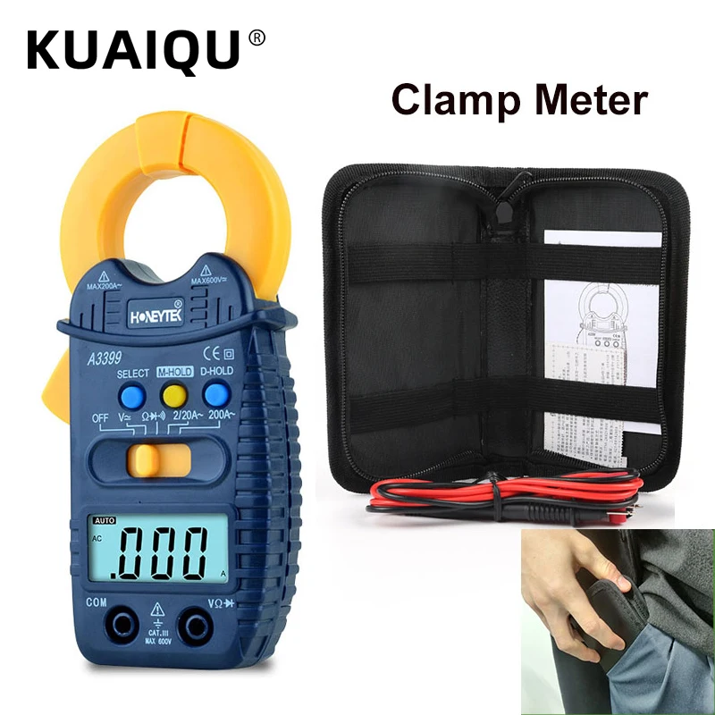 Portable Mini Digital Clamp Meter Multimeter A3399 MT87 With Measurement  AC/DC Voltage Tester Current Resistance Multi Test