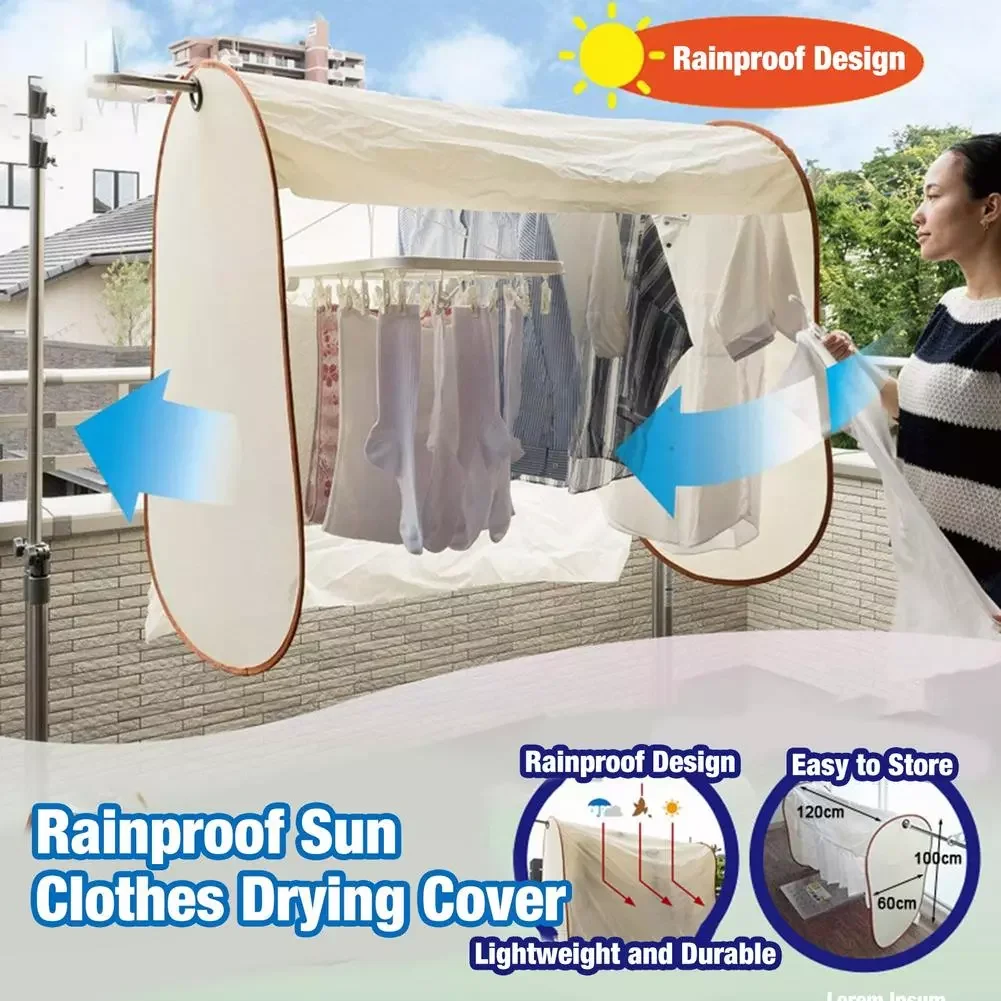 

Rainproof Sun Protection Clothes Drying Cover Dustproof Outdoor Drying Rack Dust Cover Clothing Coat Storage Rack Special