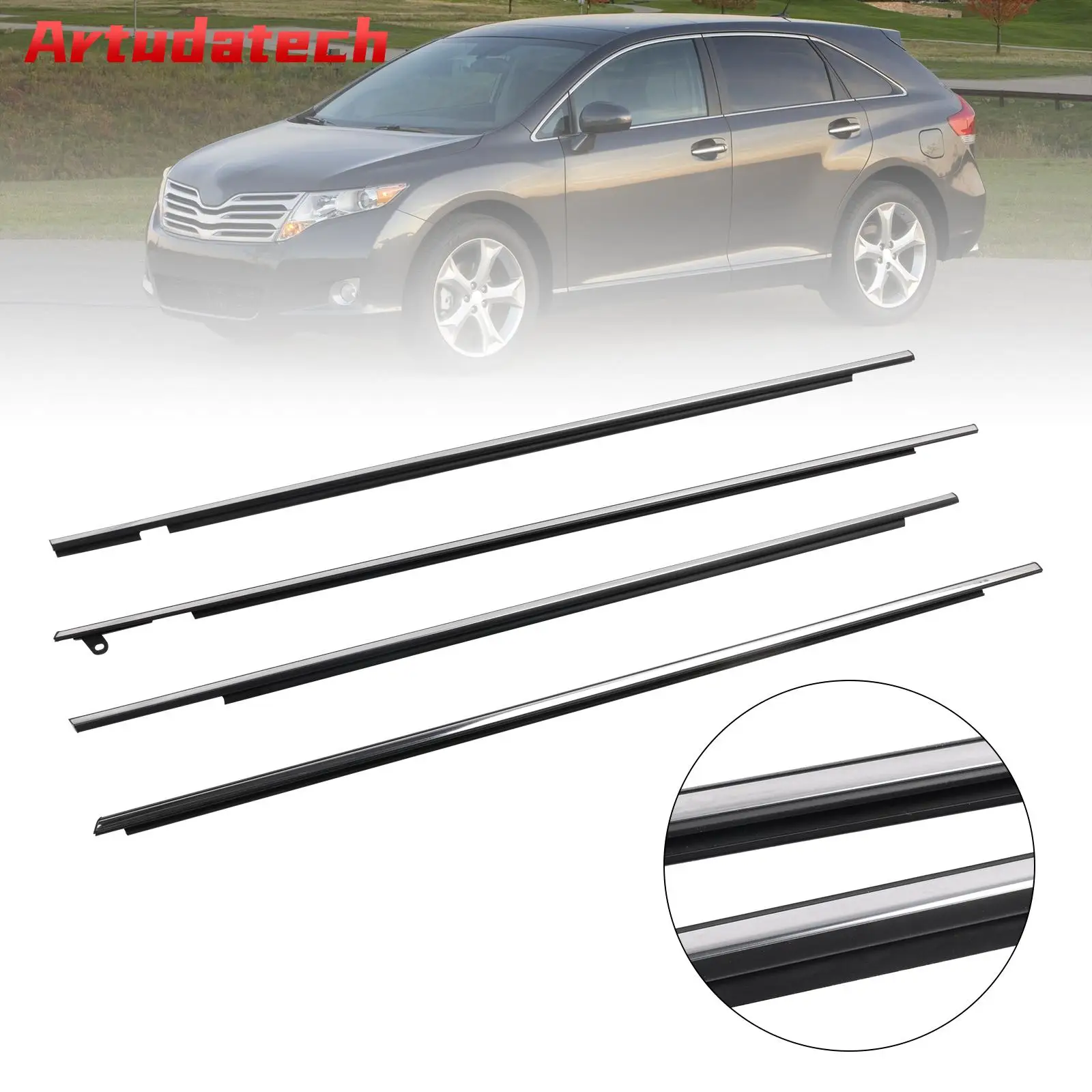 

Artudatech 4 шт. хромированный уплотнитель наружного окна для Toyota Venza 2009-2016, автомобильные аксессуары