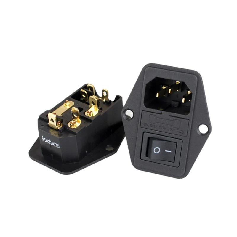 Аудиоадаптер Aucharm Copper HiFi C13 с разъемом IEC, позолоченный выключатель питания с плавким предохранителем.