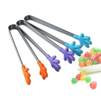 creative hand shape mini food clip stainless steel kitchen cooking salad serving bbq tongs food grade silicone tong tools