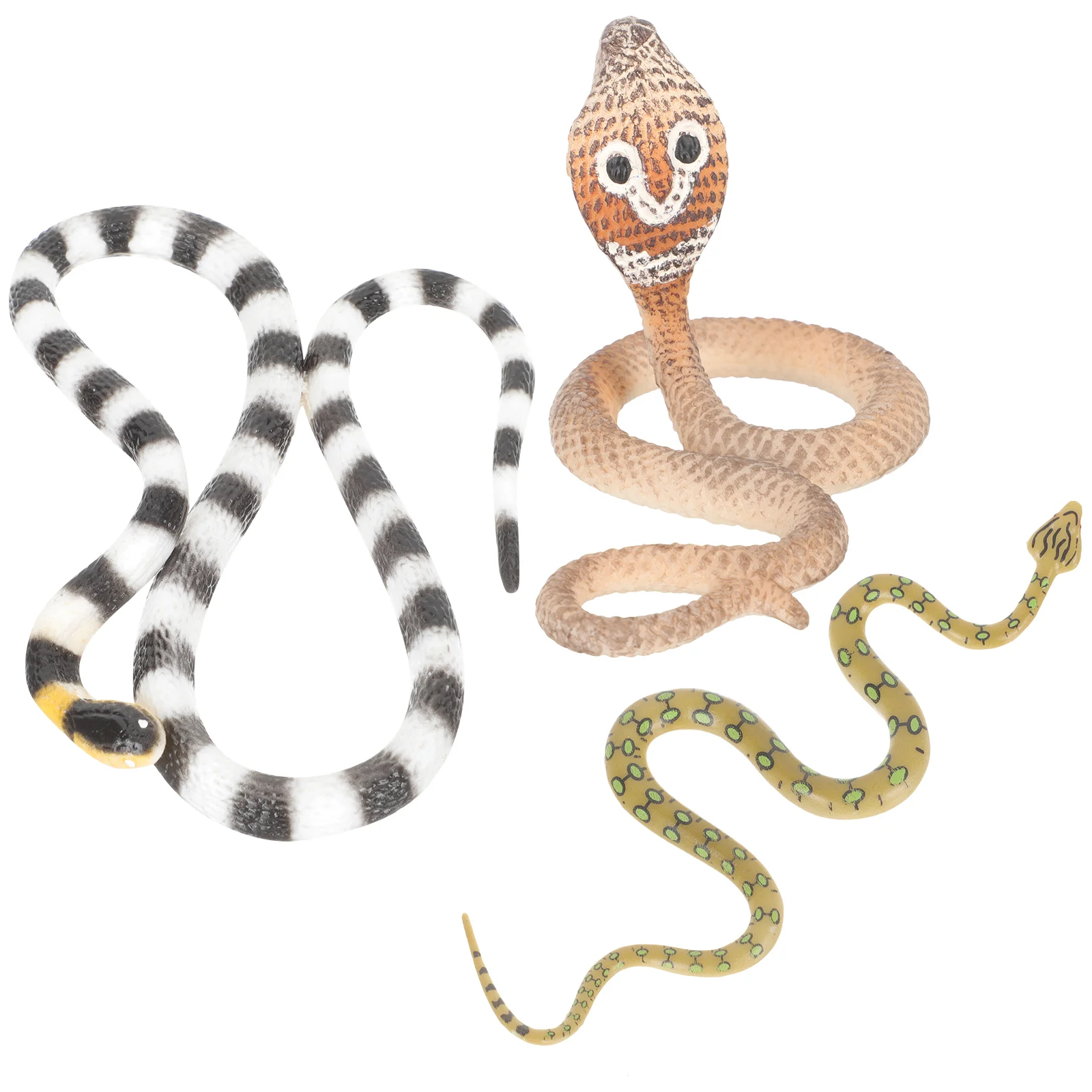 

3 Pcs Imitation Snake Toy Plastic Reptile Figurine Kids Statue Model Party Decor Crawl Ornament