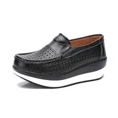 

New 2022 Platform Ladies Genuine Leather Sneakers Breathable Women Casual Shoes Woman Fashion Height Increasing Shoes Plus Size