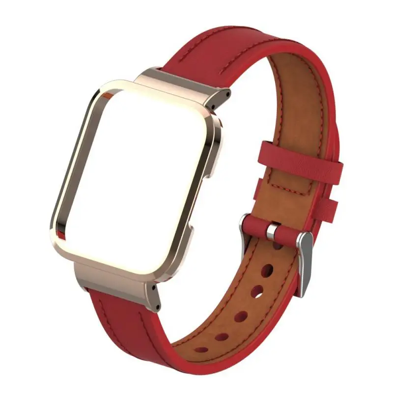 

Leather Strap For mi watch Lite smartwatch Bracelet For Watch 2 Lite Metal Case protector cover bumper frame