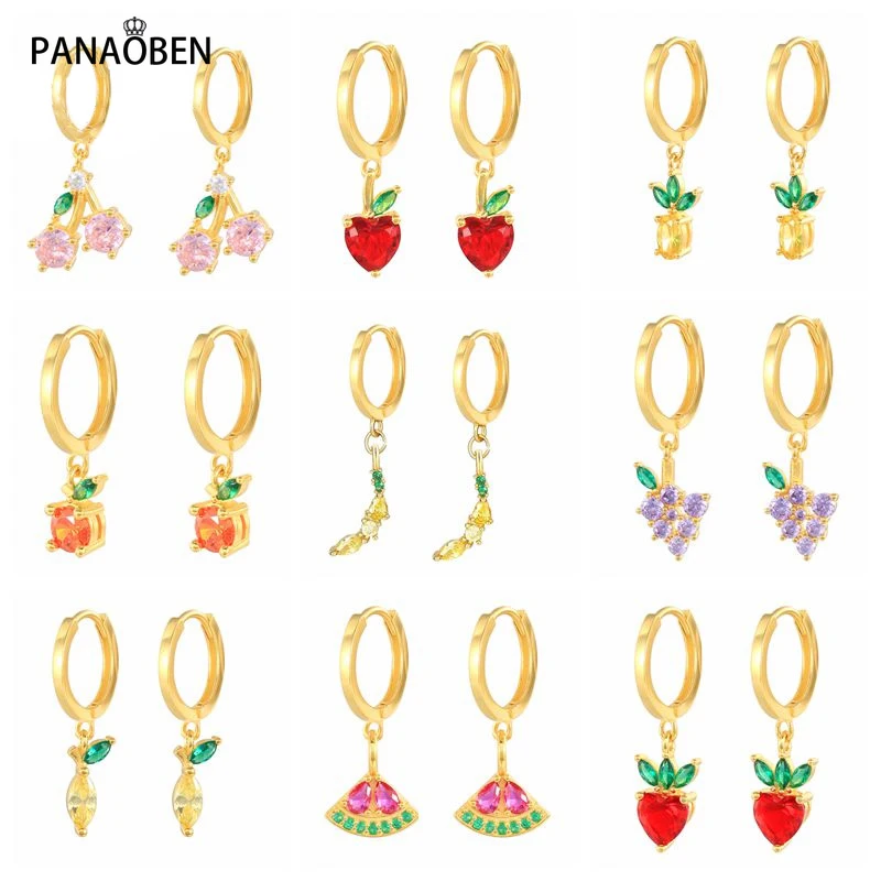 

Женские серьги-подвески в виде цветка и фрукта, из серебра 925 пробы