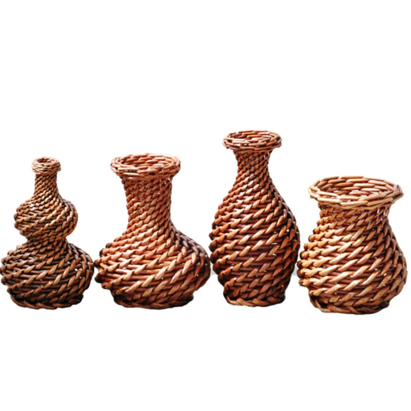 Ручная плетеная корзина для цветов ивы ваза из ротанга орнамент вставленный