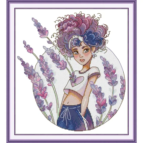 Soulgift News Набор для вышивки крестом "Лавандовая девушка"