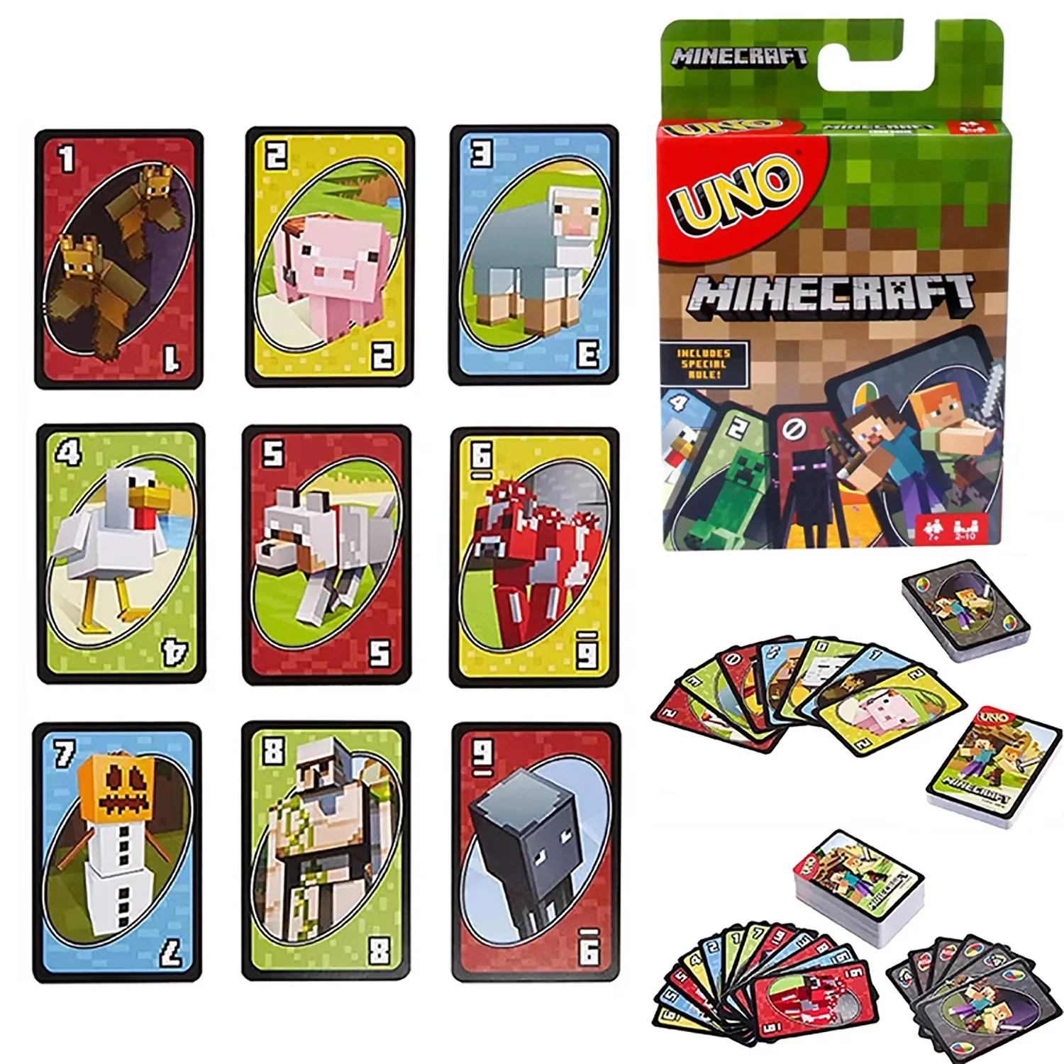 

Minecraft Uno Games Mattel Card Board Game Unoed The World of Minecrafts Steve Null Him Alex Anime Figure Toys Birthday Gift