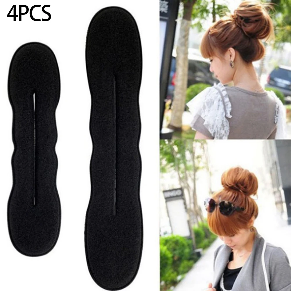 

4pcs Time Saving Women Girl Accessories Thick Thin Large Small Hair Bun Maker Soft Sponge Easy Portable Low/high Bun Casual