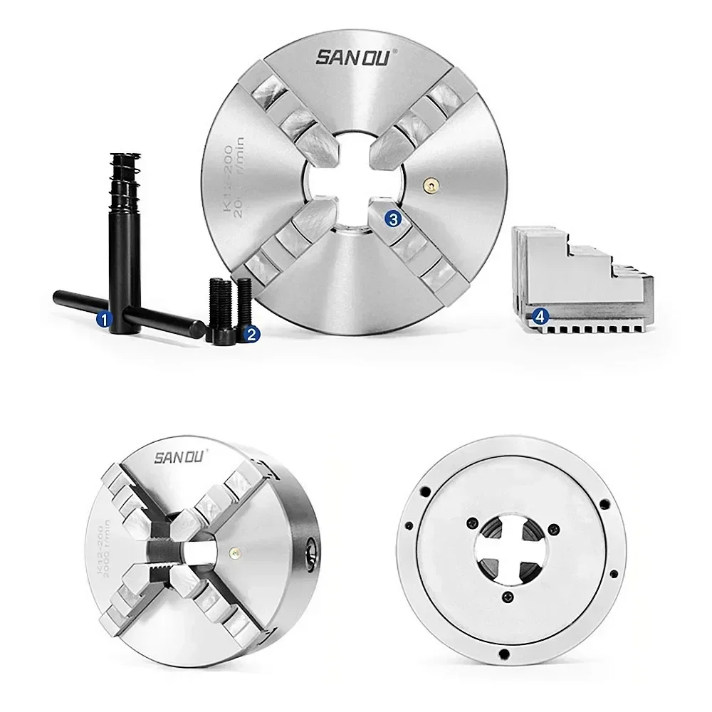 K11 80 K12 100 125 160 200 250 130 Токарный патрон мм Sanou Четырехкулачковый самоцентрирующийся 4