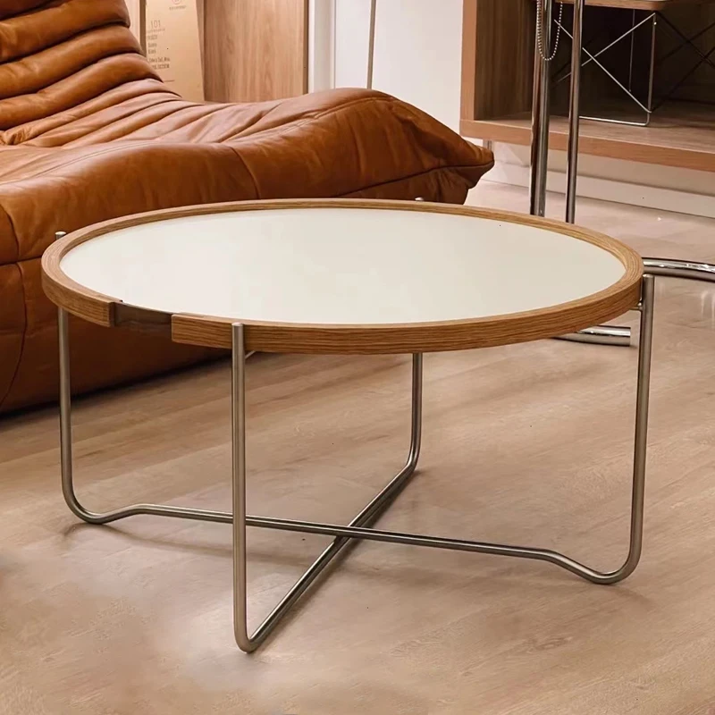 

Round White Coffee Table Books Minimalist Space Saving Table Writing Vintage Mueble Entrada Recibidor Balcony Furnlture