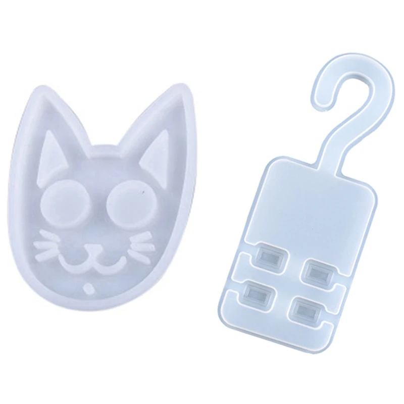 

Силиконовая форма «сделай сам» для брелока кота с подвеской и кристаллами для рукоделия, вешалка для формы из эпоксидной смолы, многофункци...