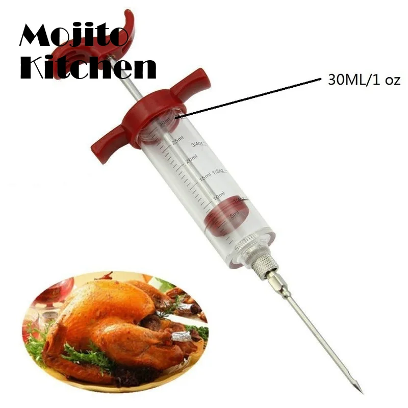

1ozl kitchen turkey syringe turkey needle 30ml barbecue grill sauce marinade needle seasoning syringe with 1 needle Meat tools
