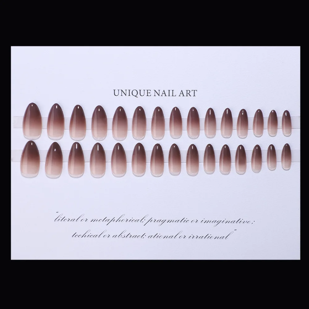 Ins стиль шоколадно-коричневые градиентные накладные ногти нажимные заостренные