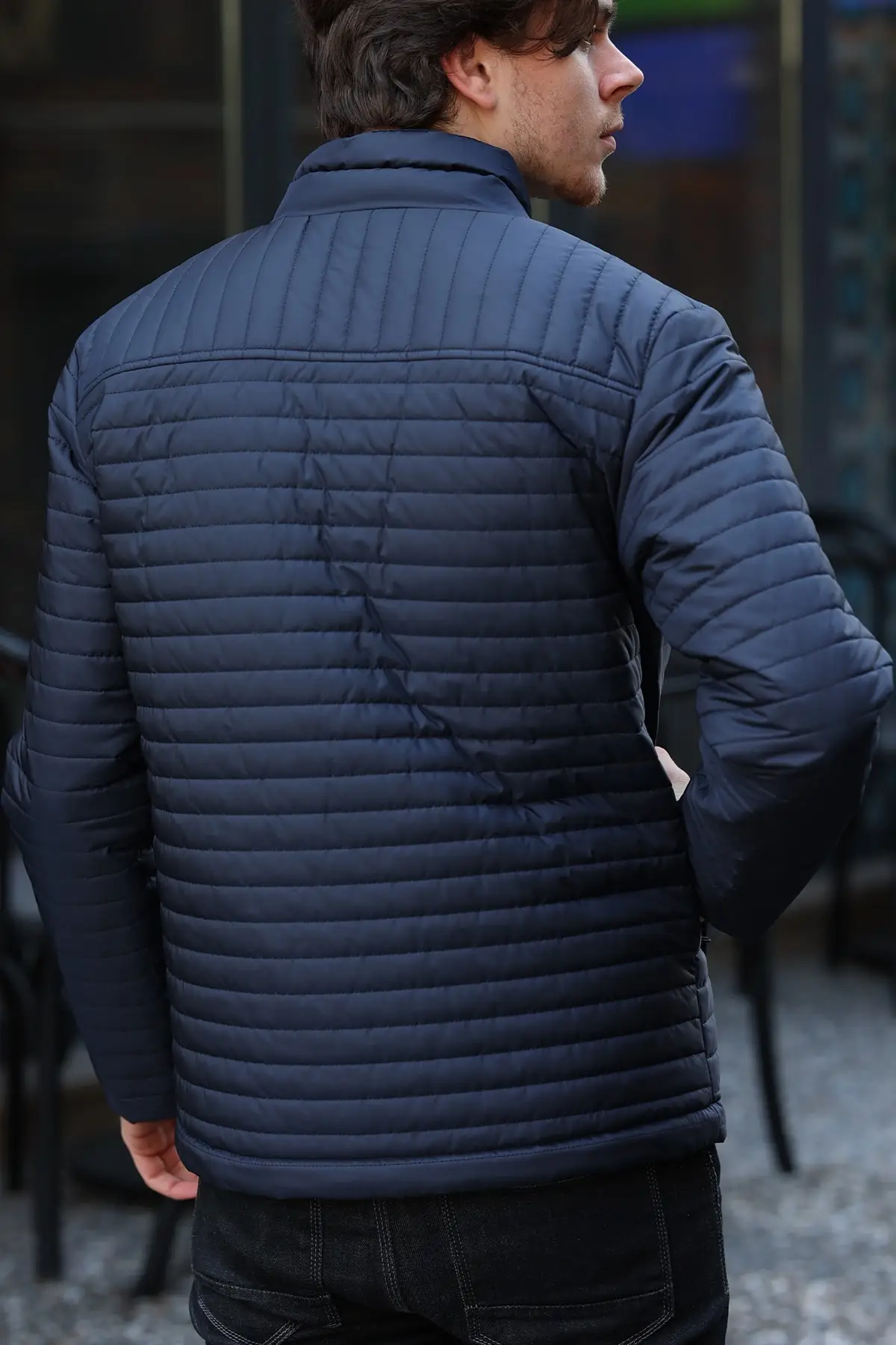 Men's Navy Blue Lined Will Windproof Coat