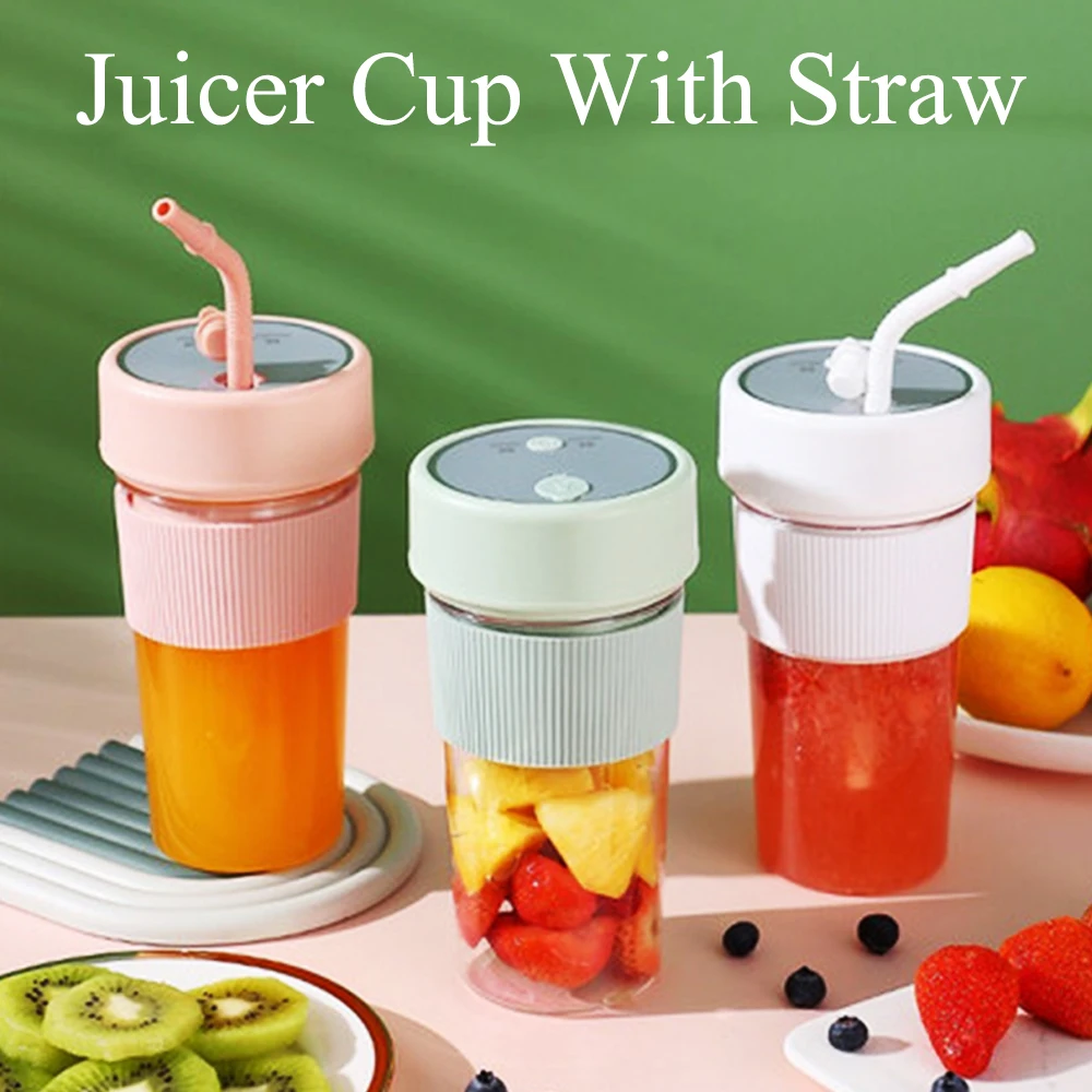 For Kitchen Juicer Cup With Straw Rechargeable Fruit Juice Extractor Mixer Machine Electric Smoothie Bottle