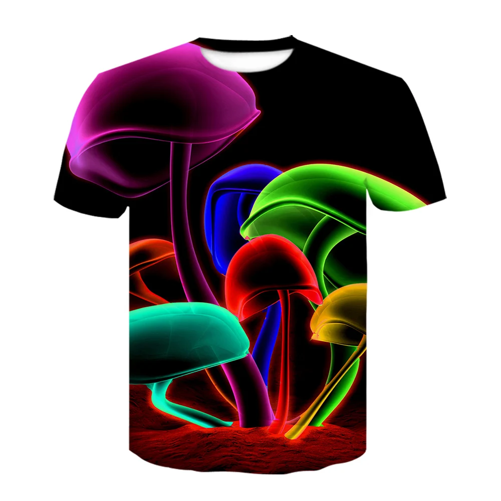 

Funny T-shirt Psychedelic T-shirt Men's Mushroom Anime Clothes 3d Printing T-shirt Tops