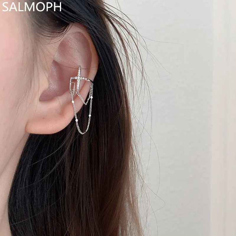 Двойная кисточка звезда Ушная кость клипса хип-хоп тренд нет пирсинга цепные