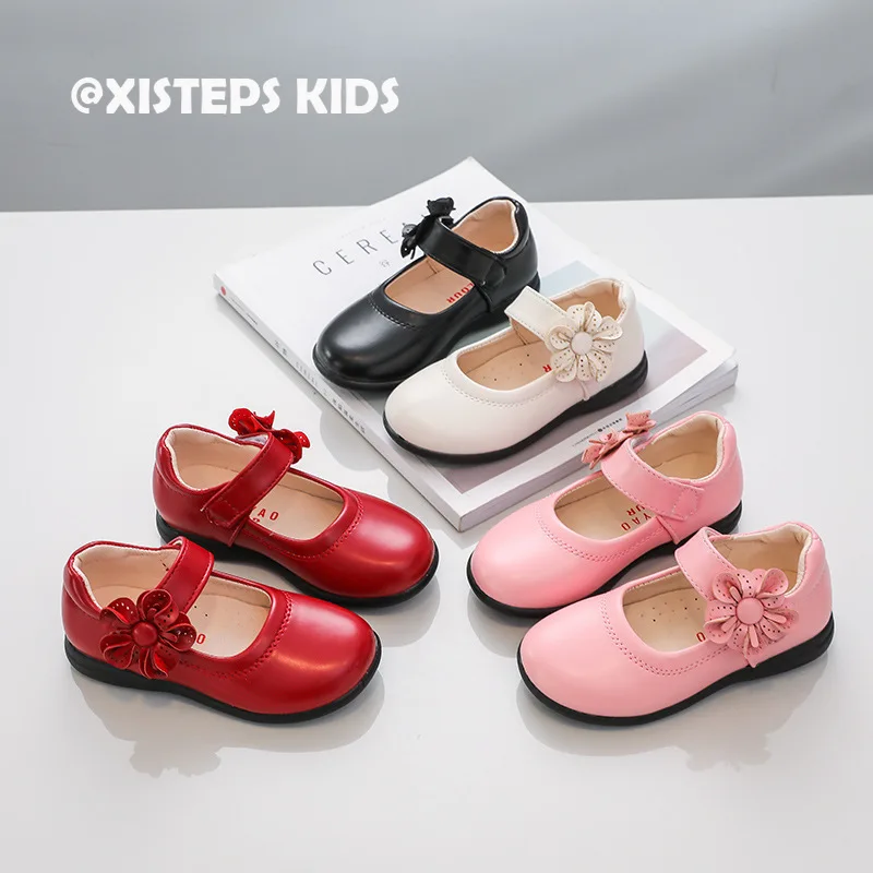 

Little Princess Girls Leather Shoes Red Black Pink Whiter 3-12Y Toddler Performance Dress Shoes Non-slip Soft Mary Jane Shoes